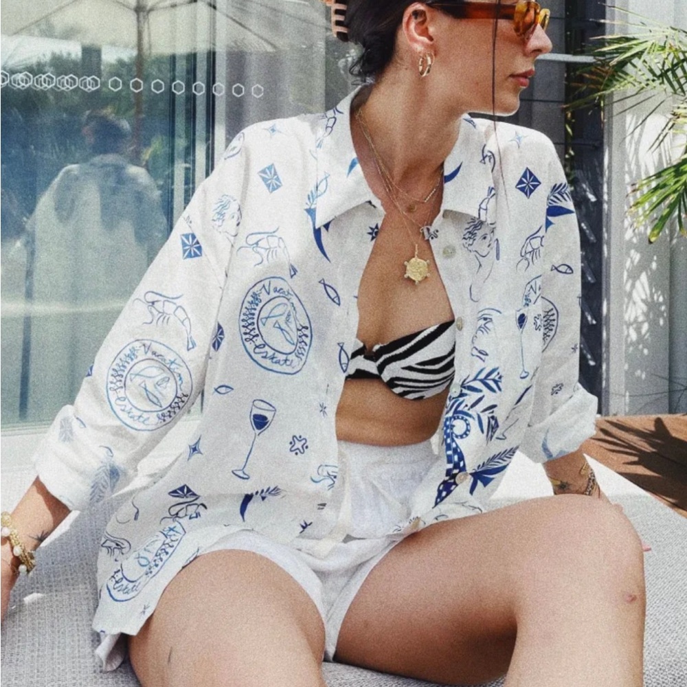 VRG GRL Il Sole Linen Button Front Shirt